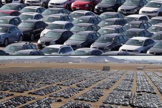 Cintoriny novych aut Preco stoja vozidla na parkoviskach