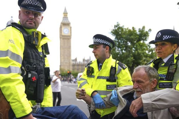 Paste kopance a pluvance proti policajtom v Londyne