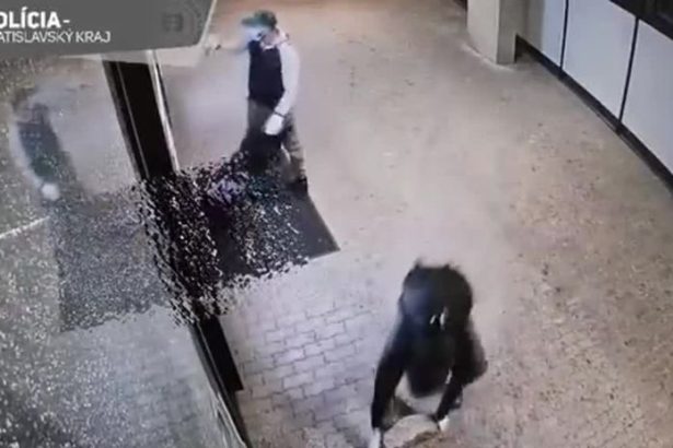 VIDEO S kamenom a sekerou sa do prevadzky nevstupuje Policia hlada pachatelov z incidentu na Dunajskej ulici Poznate muzov na zazname