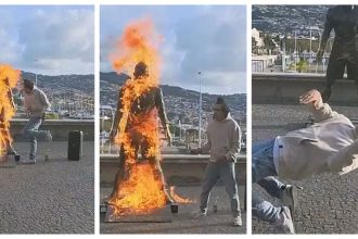 Bronzoveho Cristiana Ronalda polial horlavinou a zapalil Pachatelovi hrozia vazne problemy