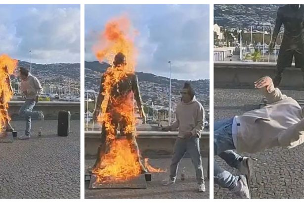 Bronzoveho Cristiana Ronalda polial horlavinou a zapalil Pachatelovi hrozia vazne problemy