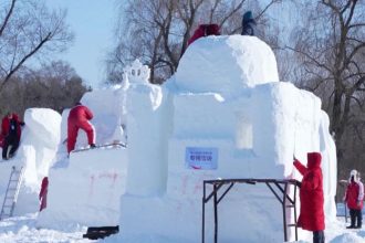 Chobotnica a Tadz Mahal Koncepty inspirujuce socharov na festivale snehu v Cine