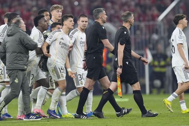 v mnichove po zapase panovala vesela atmosfera hraci realu nevedeli rozhodcovi pripisat meno padali ostre slova